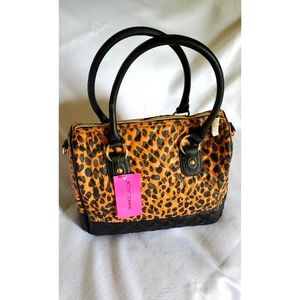 Betsey Johnson Diamond Quilt Cheetah Sachel